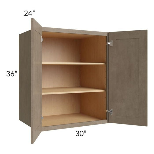 RTA Cobblestone Grey 30" x 36" x 24" Split Pantry Wall Cabinet with 1 Skin