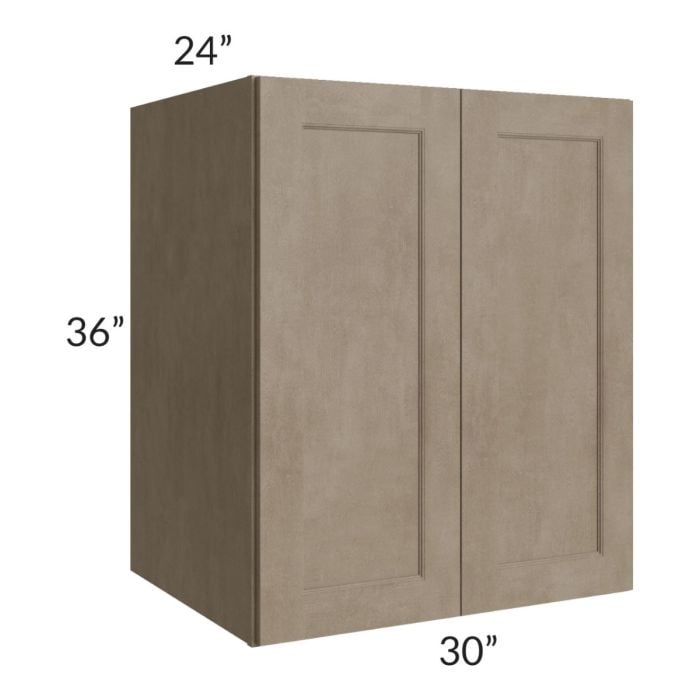 RTA Cobblestone Grey 30" x 36" x 24" Split Pantry Wall Cabinet with 2 Skins