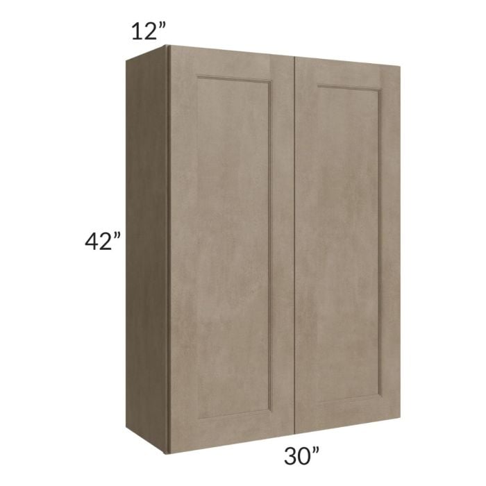 RTA Cobblestone Grey 30" x 42" Wall Cabinet with 1 Skin and Glass Door