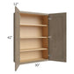 RTA Cobblestone Grey 30" x 42" Wall Cabinet with 2 Decorative End Panels and Glass Door