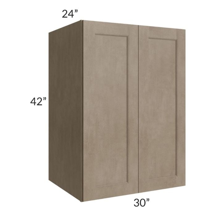 RTA Cobblestone Grey 30" x 42" x 24" Split Pantry Wall Cabinet with 1 Skin