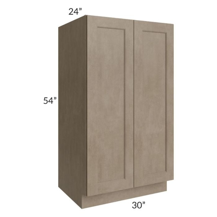 RTA Cobblestone Grey 30" x 54" Split Pantry Base Cabinet with 2 Roll Out Trays