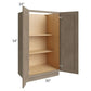 RTA Cobblestone Grey 30" x 54" Split Pantry Base Cabinet with 2 Roll Out Trays