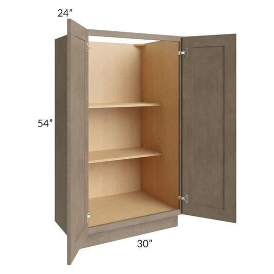 RTA Cobblestone Grey 30" x 54" Split Pantry Base Cabinet with 2 Skins