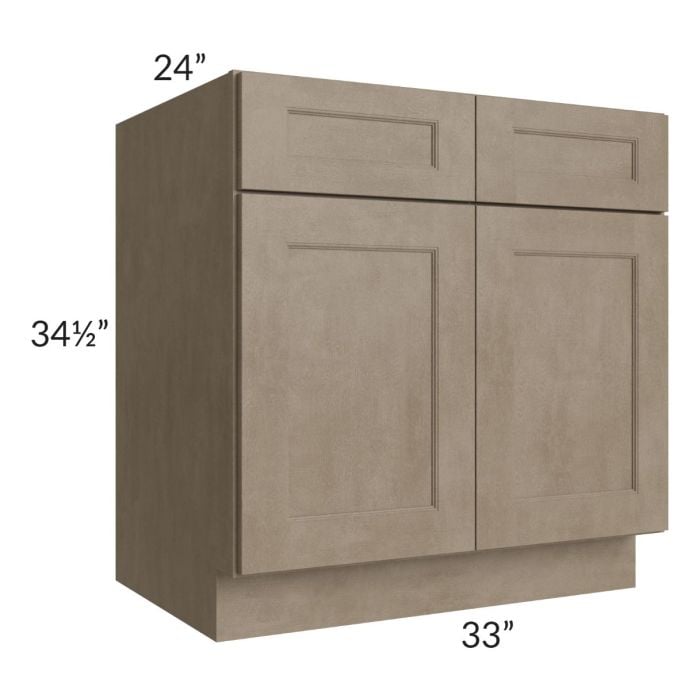 RTA Cobblestone Grey 33" Base Cabinet with 2 Decorative End Panels and 1 Roll Out Tray
