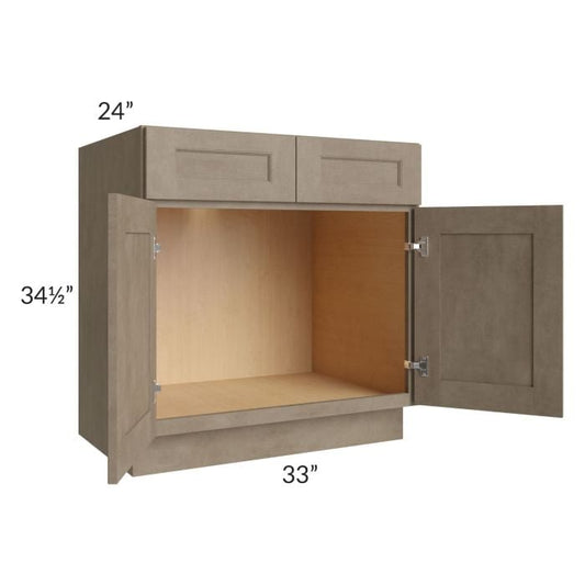 RTA Cobblestone Grey 33" Sink Base with 1 Decorative End Panel and 1 Skin