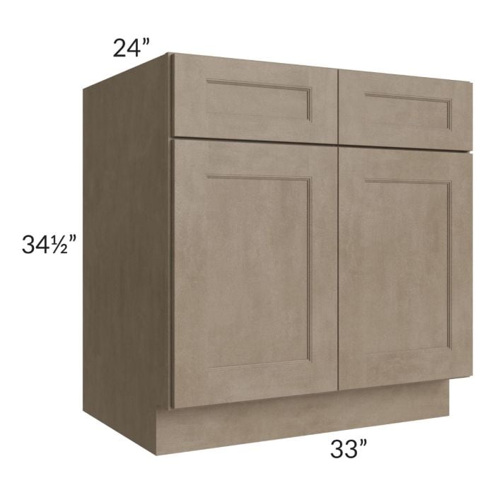 RTA Cobblestone Grey 33" Sink Base with 2 Decorative End Panels