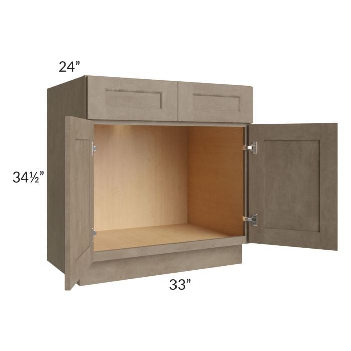 RTA Cobblestone Grey 33" Sink Base with 2 Decorative End Panels and 2 Skins