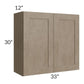RTA Cobblestone Grey 33" x 30" Wall Cabinet with 2 Decorative End Panels and 1 Skin