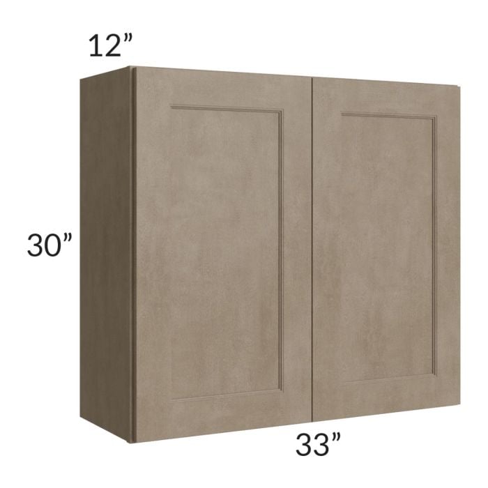 RTA Cobblestone Grey 33" x 30" Wall Cabinet with 2 Decorative End Panels and 1 Skin
