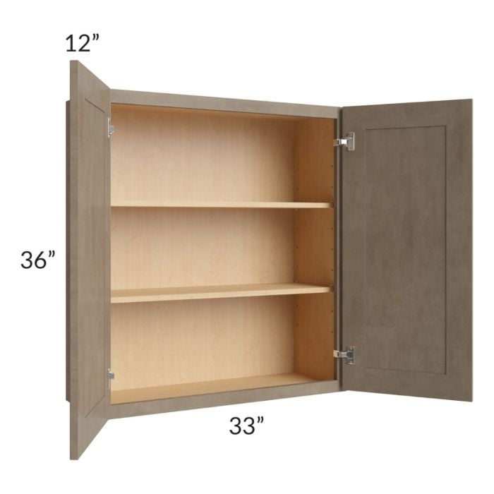RTA Cobblestone Grey 33" x 36" Wall Cabinet with 2 Skins