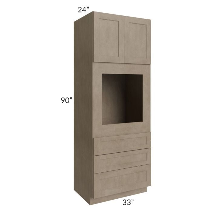 RTA Cobblestone Grey 33" x 90" Universal Oven Cabinet with 1 Decorative End Panel and 2 Skins