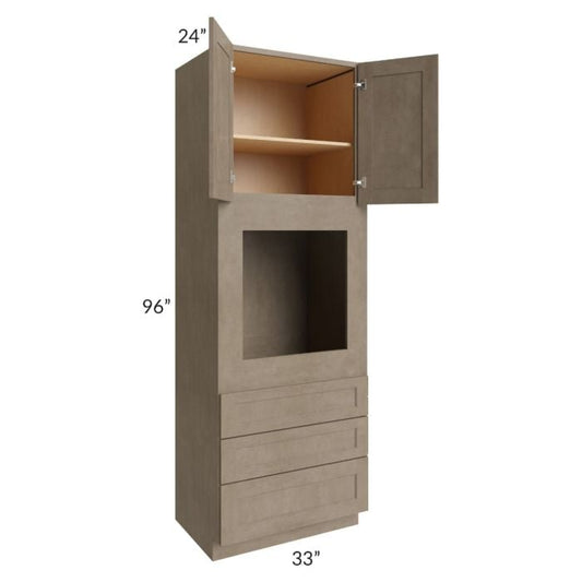 RTA Cobblestone Grey 33" x 96" Universal Oven Cabinet with 1 Decorative End Panel