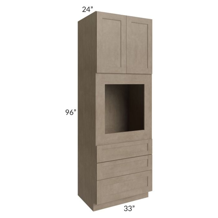 RTA Cobblestone Grey 33" x 96" Universal Oven Cabinet with 2 Decorative End Panels and 2 Skins