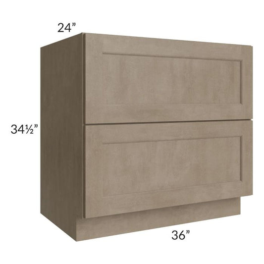 RTA Cobblestone Grey 36" 2-Drawer Base Cabinet with 1 Decorative End Panel