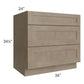 RTA Cobblestone Grey 36" 3-Drawer Base Cabinet with 1 Decorative End Panel and 1 Skin