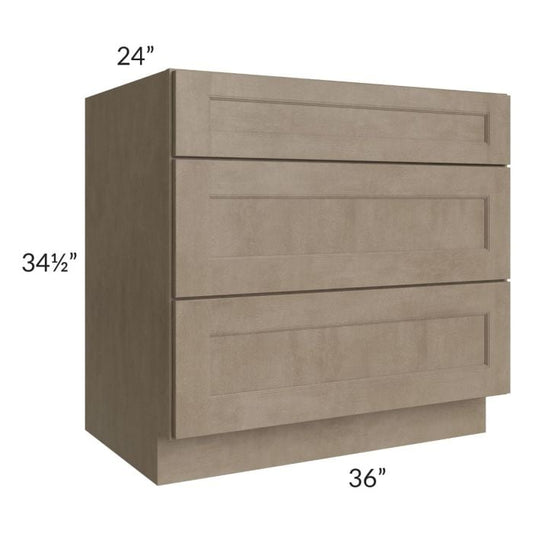 RTA Cobblestone Grey 36" 3-Drawer Base Cabinet
