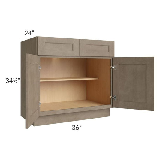 RTA Cobblestone Grey 36" Base Cabinet with 1 Decorative End Panel and 1 Roll Out Tray