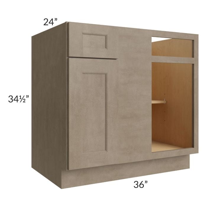 RTA Cobblestone Grey 36" Blind Corner Base Unit with 2 Decorative End Panels and 1 Skin