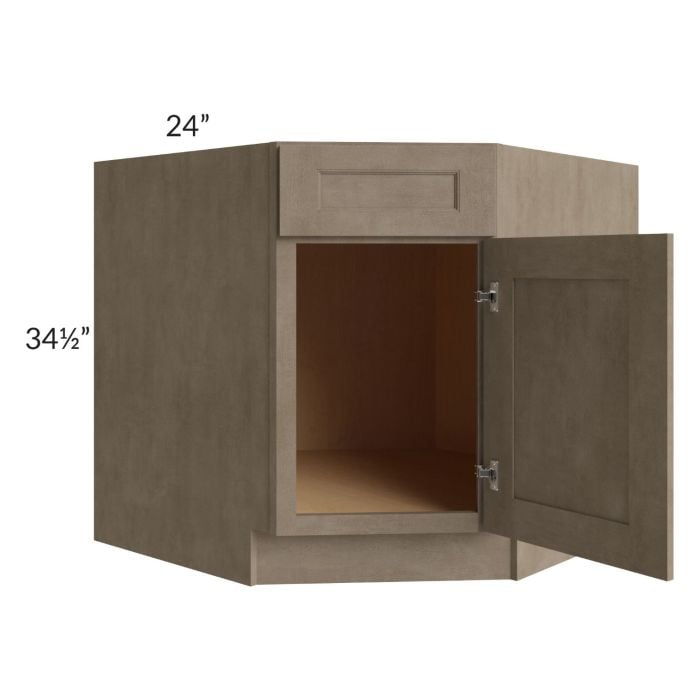 RTA Cobblestone Grey 36" Diagonal Corner Sink Base Cabinet with 1 Skin