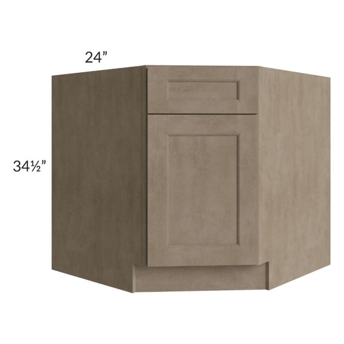 RTA Cobblestone Grey 36" Diagonal Corner Sink Base Cabinet with 2 Decorative End Panels and 2 Skins