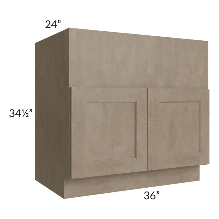 RTA Cobblestone Grey 36" Farm Sink Base with 1 Decorative End Panel and 1 Skin