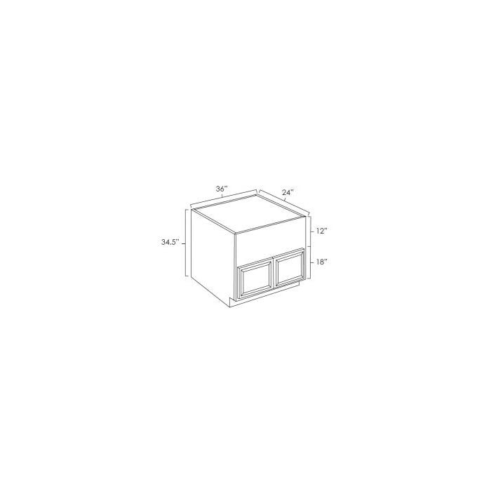 RTA Cobblestone Grey 36" Farm Sink Base with 2 Decorative End Panels