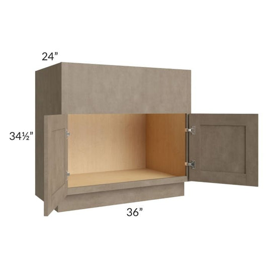 RTA Cobblestone Grey 36" Farm Sink Base with 2 Decorative End Panels