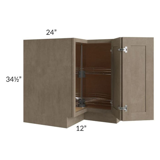 RTA Cobblestone Grey 36" Lazy Susan Corner Base with 2 Decorative End Panels, 2 Skins, and 2 Plastic Baskets