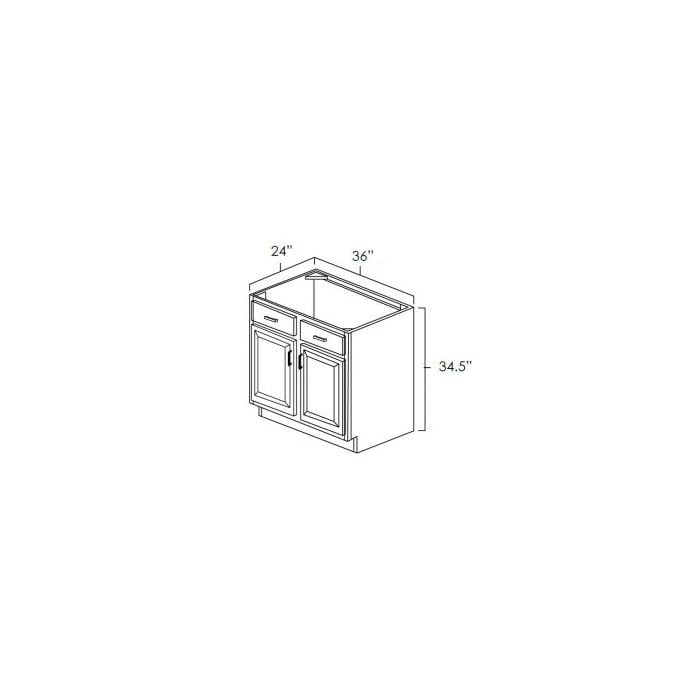 RTA Cobblestone Grey 36" Sink Base with 1 Decorative End Panel and 1 Skin