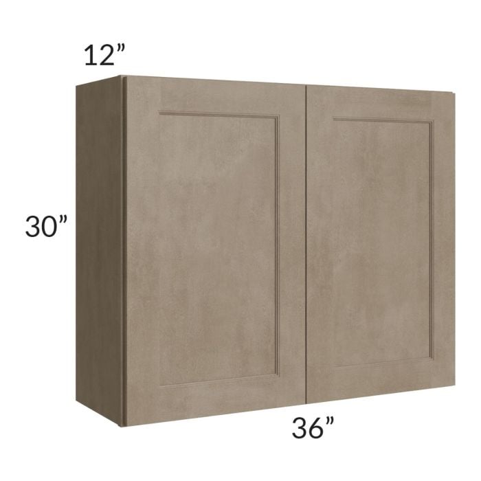 RTA Cobblestone Grey 36" x 30" Wall Cabinet with 1 Decorative End Panel and 1 Skin
