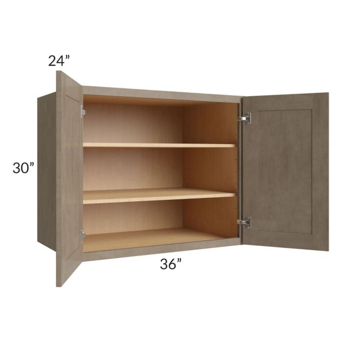 RTA Cobblestone Grey 36" x 30" x 24" Split Pantry Wall Cabinet with 1 Skin