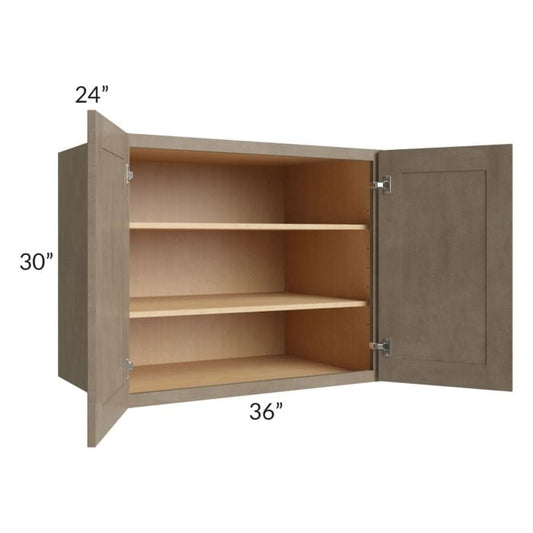 RTA Cobblestone Grey 36" x 30" x 24" Split Pantry Wall Cabinet with 1 Skin