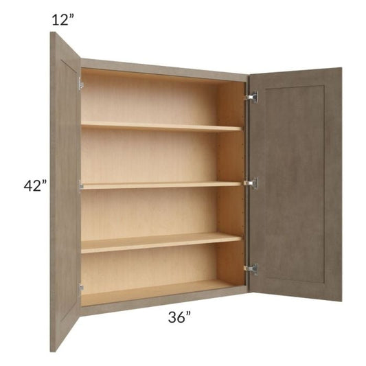 RTA Cobblestone Grey 36" x 42" Wall Cabinet with 1 Decorative End Panel