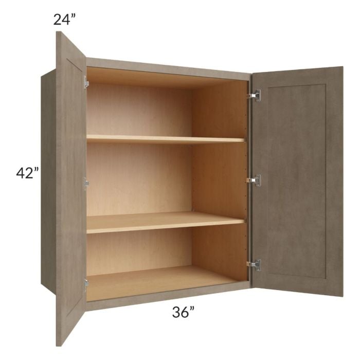 RTA Cobblestone Grey 36" x 42" x 24" Split Pantry Wall Cabinet with 1 Skin