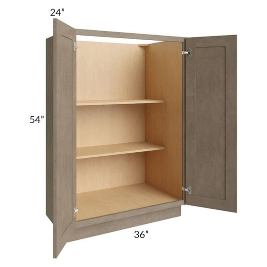 RTA Cobblestone Grey 36" x 54" Split Pantry Base Cabinet with 1 Roll Out Tray