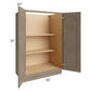 RTA Cobblestone Grey 36" x 54" Split Pantry Base Cabinet with 1 Skin and 4 Roll Out Trays