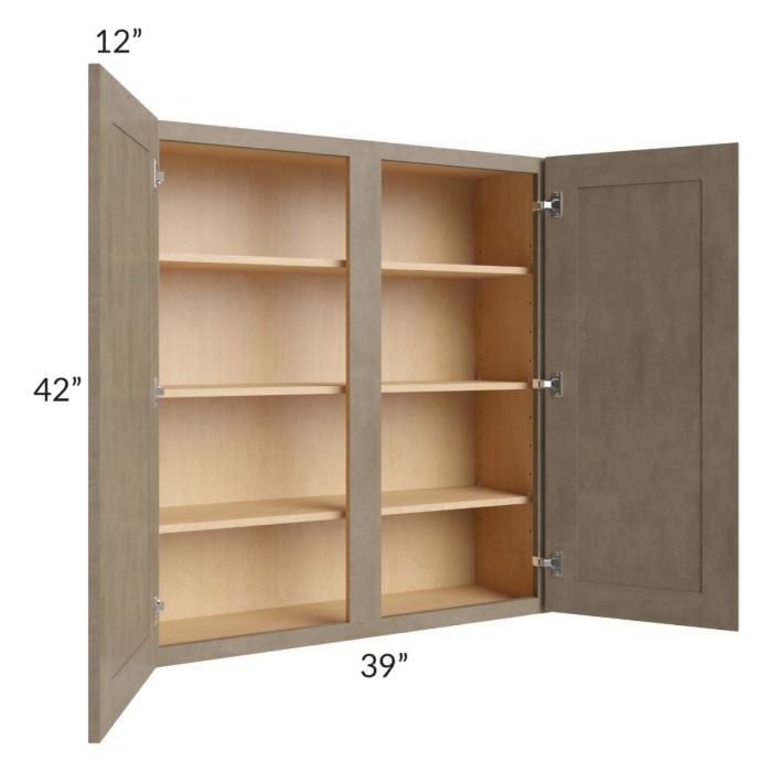 RTA Cobblestone Grey 39" x 42" Wall Cabinet with 1 Decorative End Panel