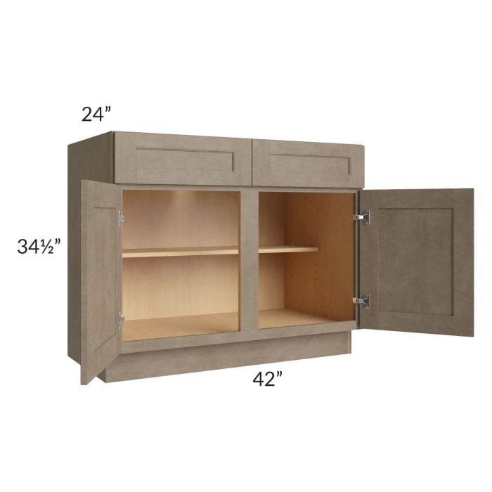 RTA Cobblestone Grey 42" Base Cabinet with 2 Decorative End Panels