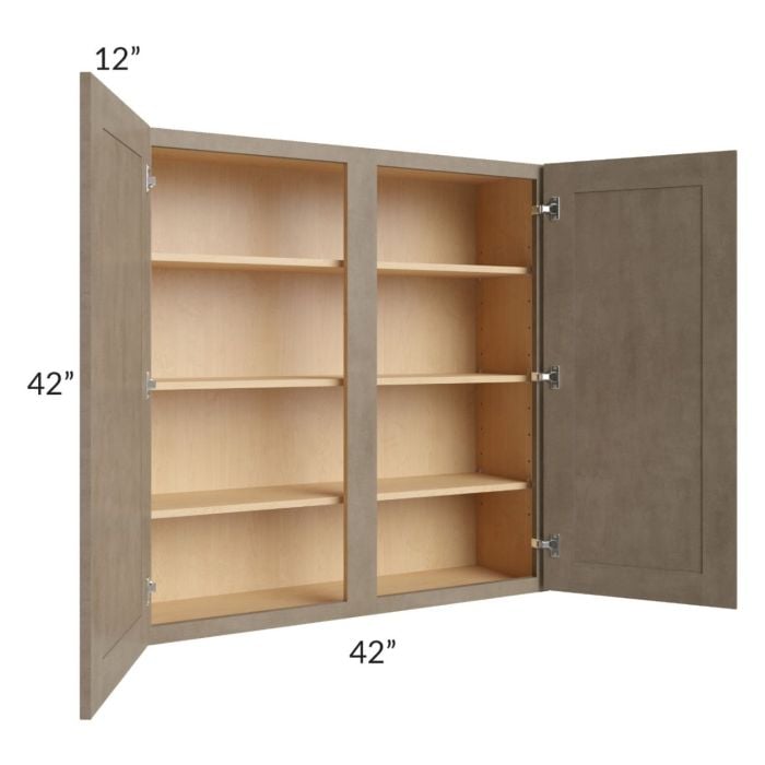 RTA Cobblestone Grey 42" x 42" Wall Cabinet with 2 Decorative End Panels