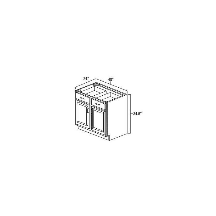 RTA Cobblestone Grey 48" Base Cabinet with 2 Decorative End Panels