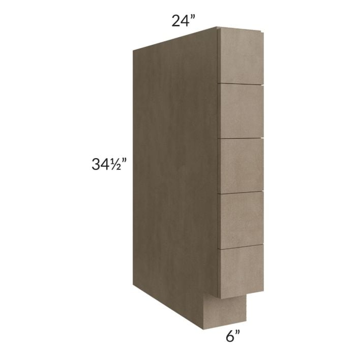RTA Cobblestone Grey 6" Base Spice Drawer Cabinet with 1 Decorative End Panel