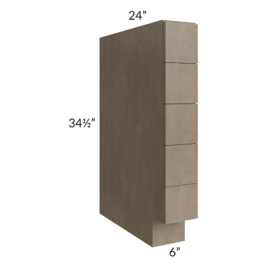 RTA Cobblestone Grey 6" Base Spice Drawer Cabinet with 1 Skin