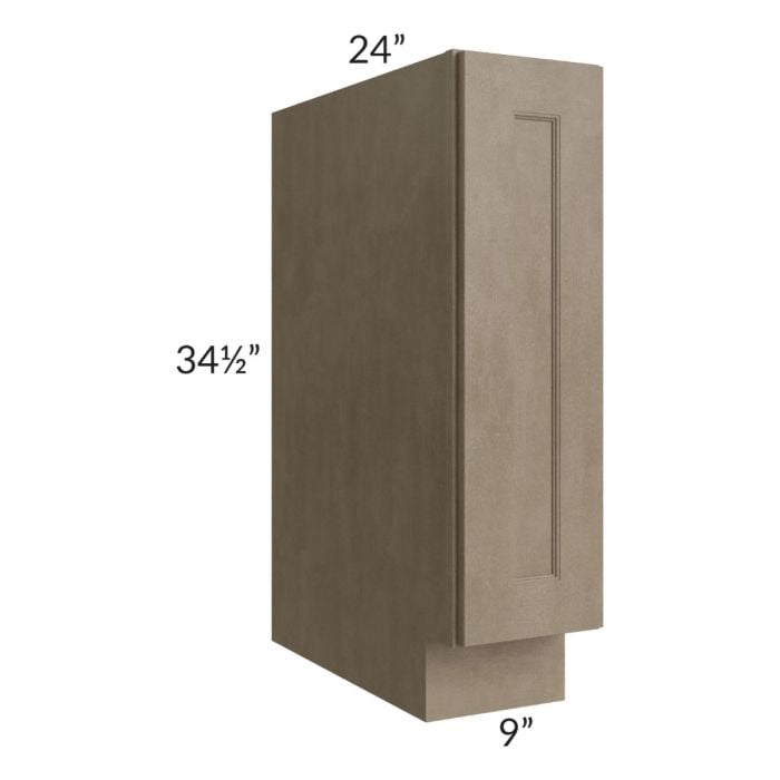RTA Cobblestone Grey 9" Full Height Door Tray Base Cabinet - Right Hinged