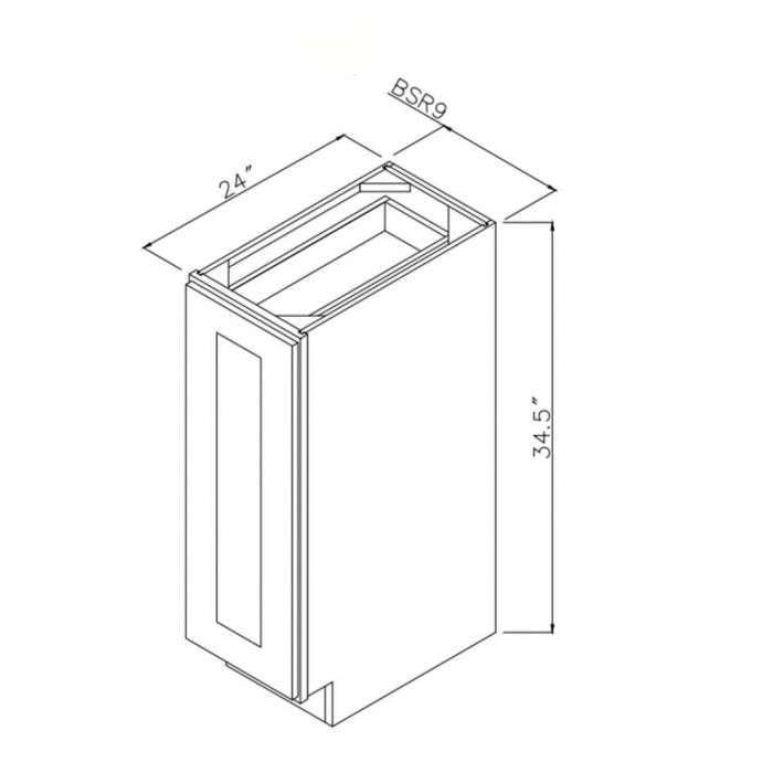 RTA Cobblestone Grey 9" Spice Rack Base Cabinet with 1 Skin