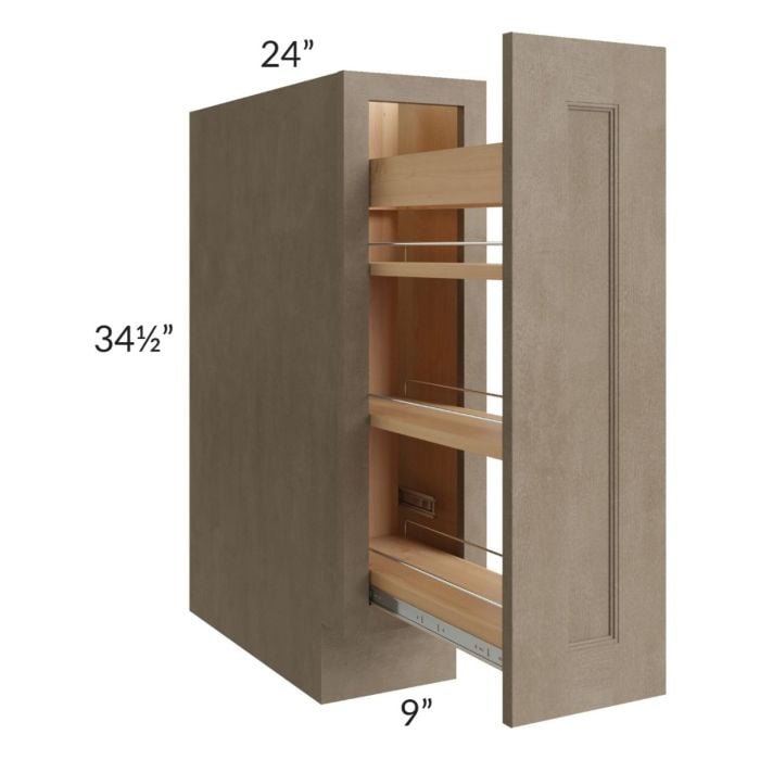 RTA Cobblestone Grey 9" Spice Rack Base Cabinet with 2 Decorative End Panels and 2 Skins