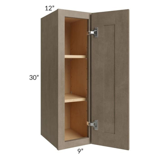 RTA Cobblestone Grey 9" x 30" Wall Cabinet with 1 Decorative End Panel