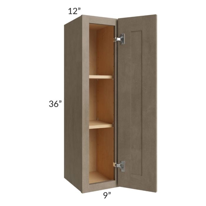 RTA Cobblestone Grey 9" x 36" Wall Cabinet with 1 Decorative End Panel and 2 Skins