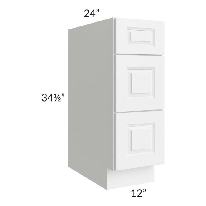 RTA Dakota White 12" Drawer Base Cabinet with 2 Decorative End Panels