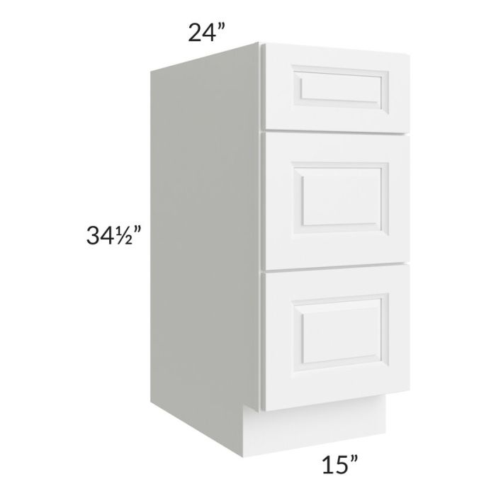 RTA Dakota White 15" Drawer Base Cabinet with 1 Decorative End Panel